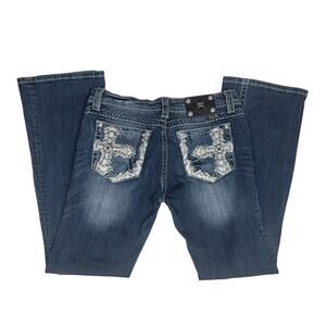 Miss Me jeans 32 JY7550B2 Distressed Boot Cut Embroidered Cross
